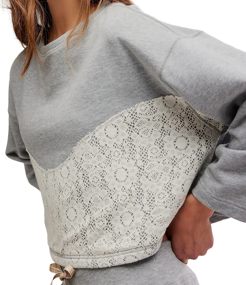 Free People Sunday Best Long Sleeve Crew Neck Knit Long Lounge Set