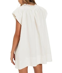 Free People Sundazed V-Neck Puff Sleeve A-Line Mini Dress