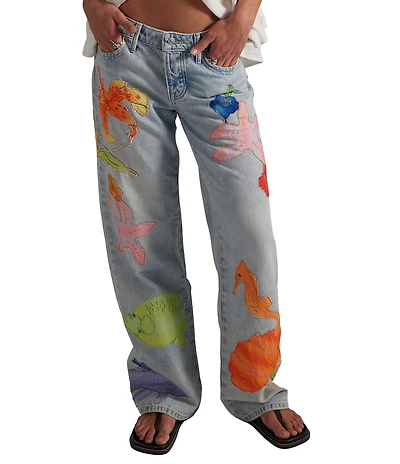 Free People Surfside Patched Low-Rise Denim Jean