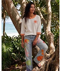 Free People Surfside Patched Low-Rise Denim Jeans