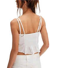 Free People Sweet Sammi Battenberg Eyelet V-Neckline Sleeveless Top