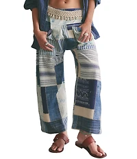 Free People Symphony Patched High Rise Wide Leg Denim Jeans