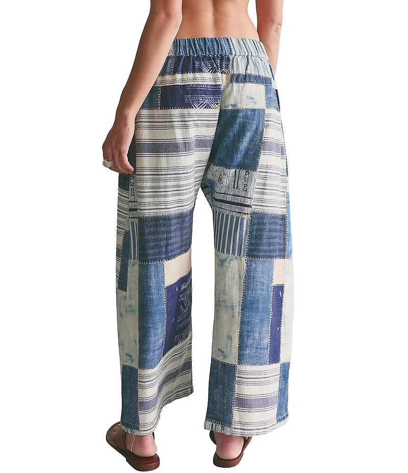 Free People Symphony Patched High Rise Wide Leg Denim Jeans
