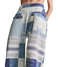 Free People Symphony Patched High Rise Wide Leg Denim Jeans