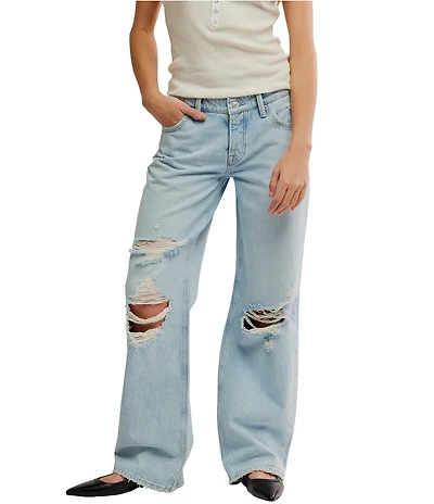Free People Tennessee Low-Rise Rigid Denim Boyfriend Jeans