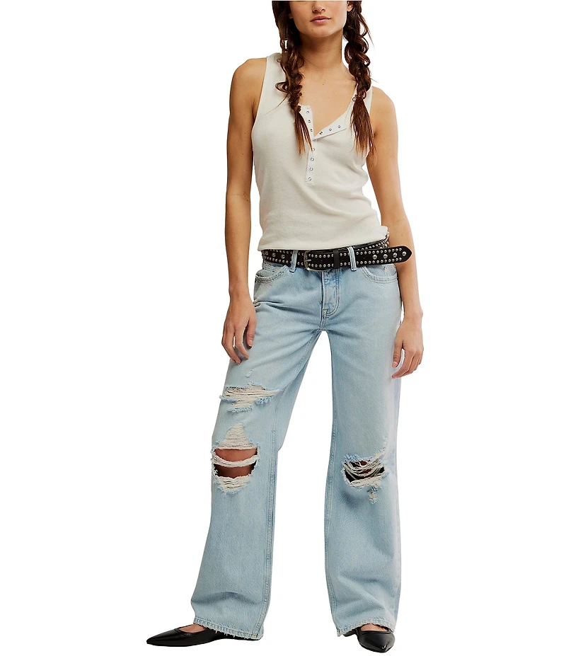 Free People Tennessee Low-Rise Rigid Denim Boyfriend Jeans