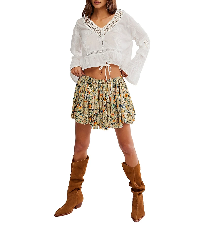 Free People Third Charm Floral Printed High-Rise A-Line Mini Skirt