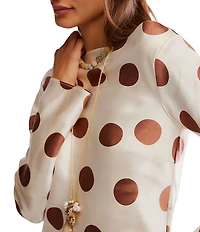 Free People Tigre Dot Printed Boat Neck Long Sleeve Mini Dress