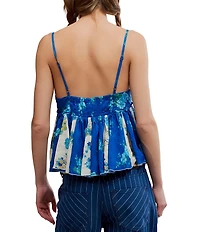 Free People Tillie Floral Printed V-Neck Sleeveless Babydoll Top