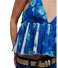 Free People Tillie Floral Printed V-Neck Sleeveless Babydoll Top