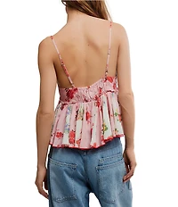 Free People Tillie Floral Printed V-Neck Sleeveless Babydoll Top