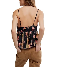Free People Tillie Floral Printed V-Neck Sleeveless Babydoll Top