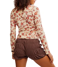Free People Tilly Floral Print Crew Neckline Long Sleeve Top