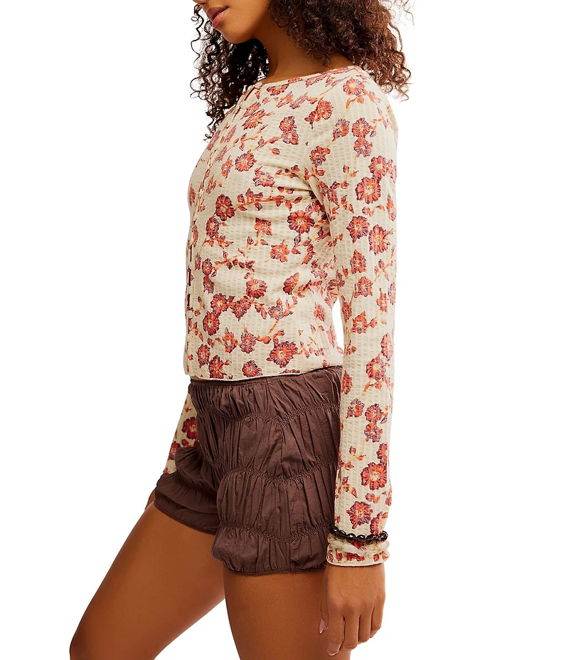Free People Tilly Floral Print Crew Neckline Long Sleeve Top