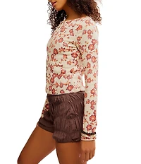 Free People Tilly Floral Print Crew Neckline Long Sleeve Top