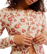 Free People Tilly Floral Print Crew Neckline Long Sleeve Top