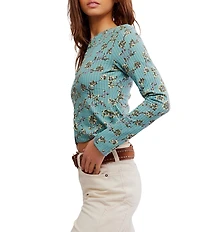 Free People Tilly Floral Print Crew Neckline Long Sleeve Top