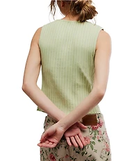 Free People Tilly Ribbed Knit Crew Neck Sleeveless Fitted Vest