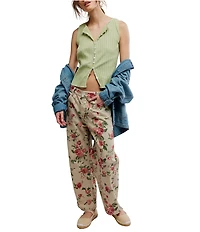 Free People Tilly Ribbed Knit Crew Neck Sleeveless Fitted Vest