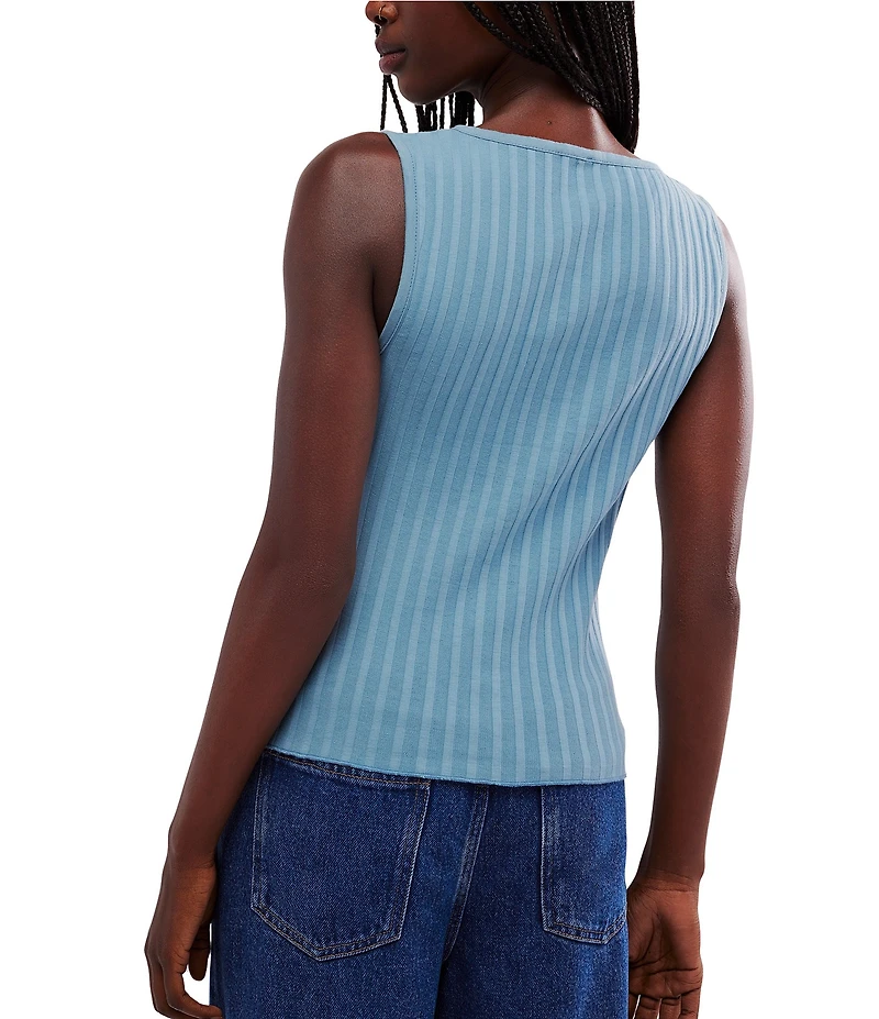 Free People Tilly Ribbed Knit Crew Neck Sleeveless Fitted Vest