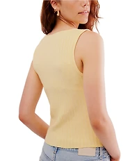 Free People Tilly Ribbed Knit Crew Neck Sleeveless Fitted Vest