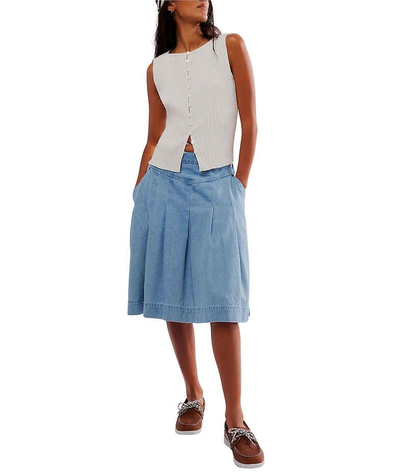 Free People Tilly Ribbed Knit Crew Neck Sleeveless Fitted Vest