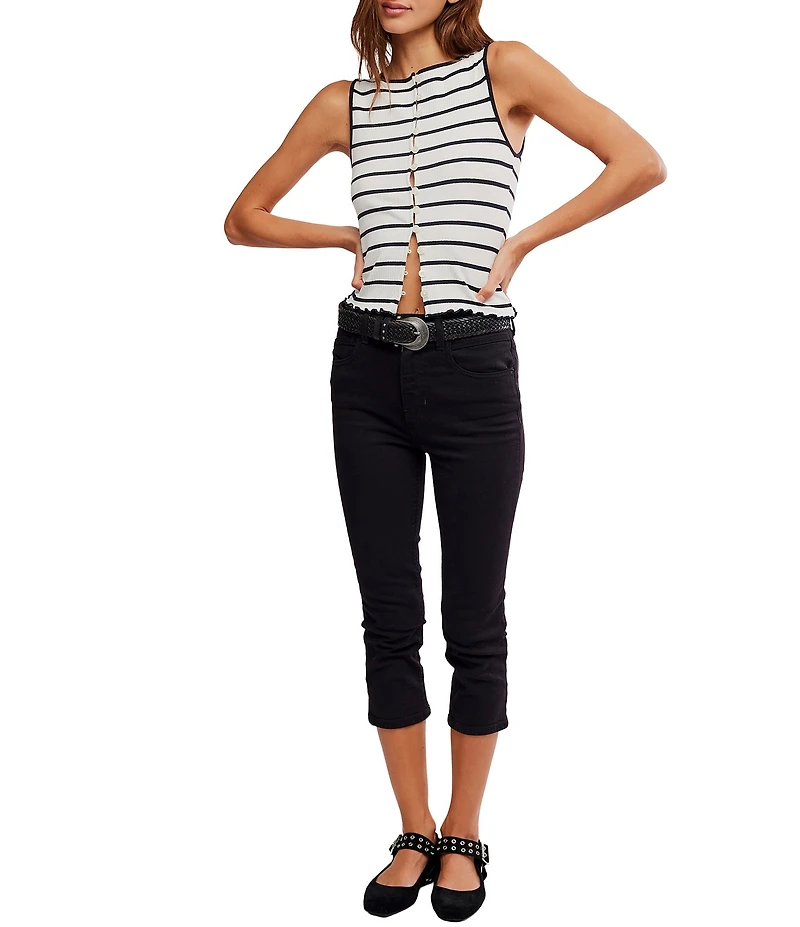 Free People Tilly Striped Ribbed Knit Scoop Neck Sleeveless Vest Top