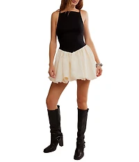 Free People Tinsel Kiss Square Neck Sleeveless Bubble Hemline Mini Dress