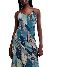 Free People Tis The Season Printed V-Neck Sleeveless A-Line Maxi Dress