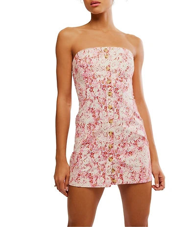 Free People Tomas Printed Strapless Mini Dress