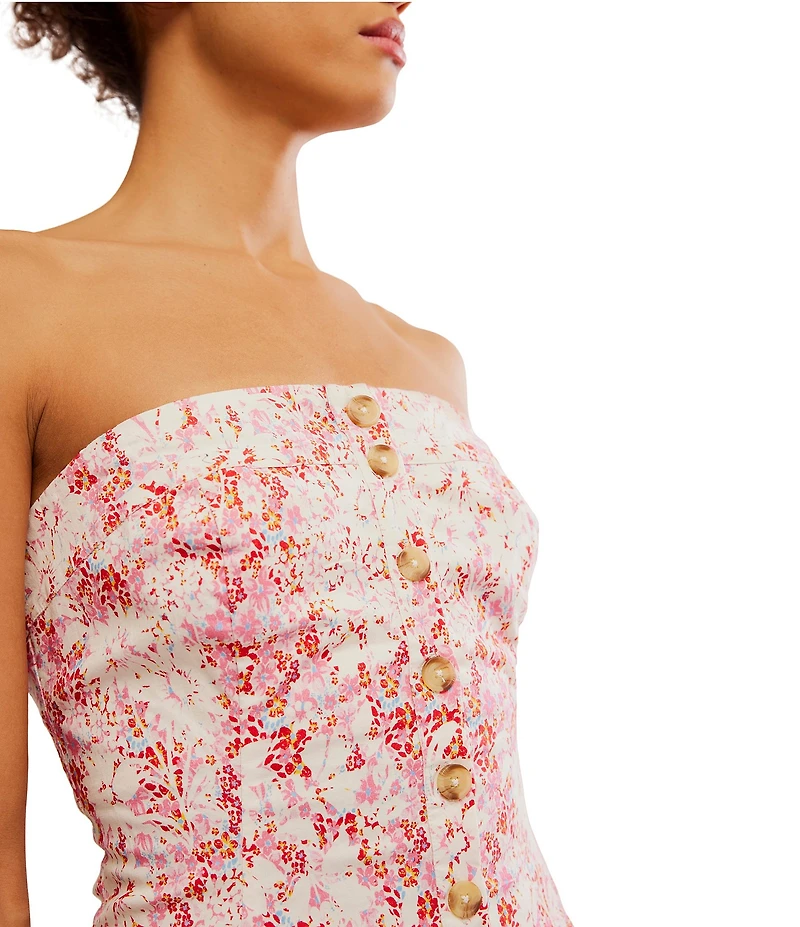 Free People Tomas Printed Strapless Mini Dress