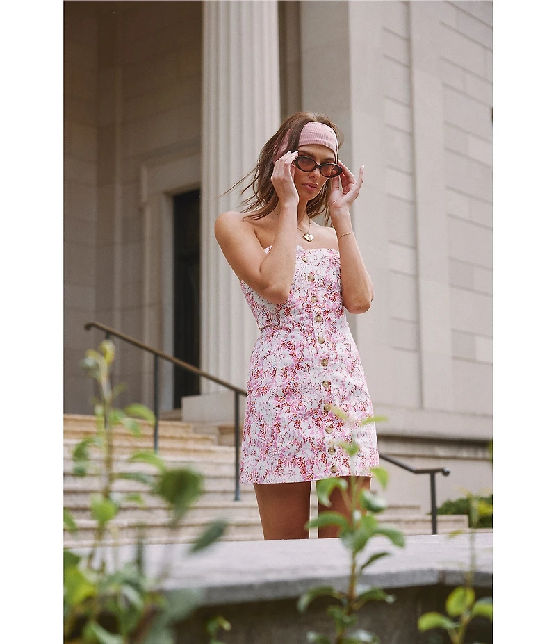 Free People Tomas Printed Strapless Mini Dress