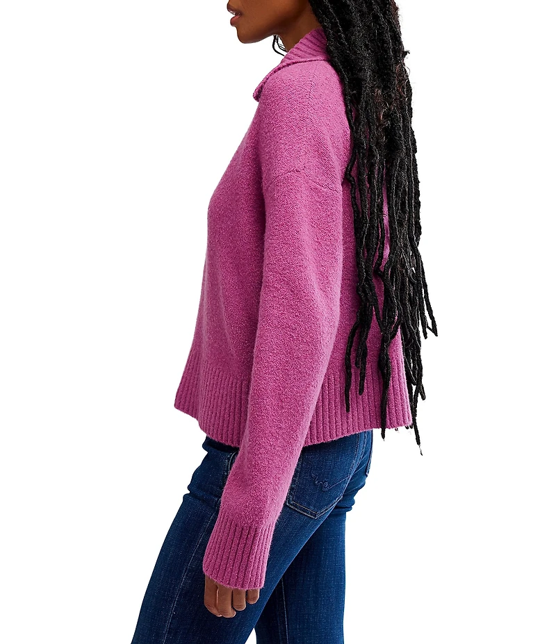 Free People Trading Up Collared Neckline Long Sleeve Polo Sweater