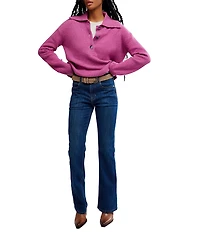 Free People Trading Up Collared Neckline Long Sleeve Polo Sweater