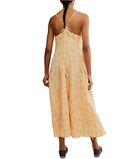 Free People Via Plaid Print V-Neck Sleeveless Button Front Midi Dress