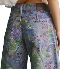 Free People We The Free Alter Ego Mid-Rise Wide-Leg Printed Denim Jeans