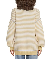 Free People We The Free Asher Striped Rolled Boat Neck Long Sleeve Pullover Sweater