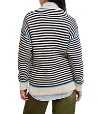Free People We The Free Asher Striped Rolled Boat Neck Long Sleeve Pullover Sweater