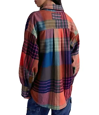 Free People We The Free Ashley Plaid Collared Long Sleeve Button Front Top