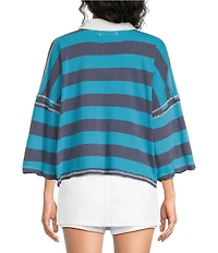 Free People We The Free Auggie Collared 3/4 Sleeve Oversized Polo Tee