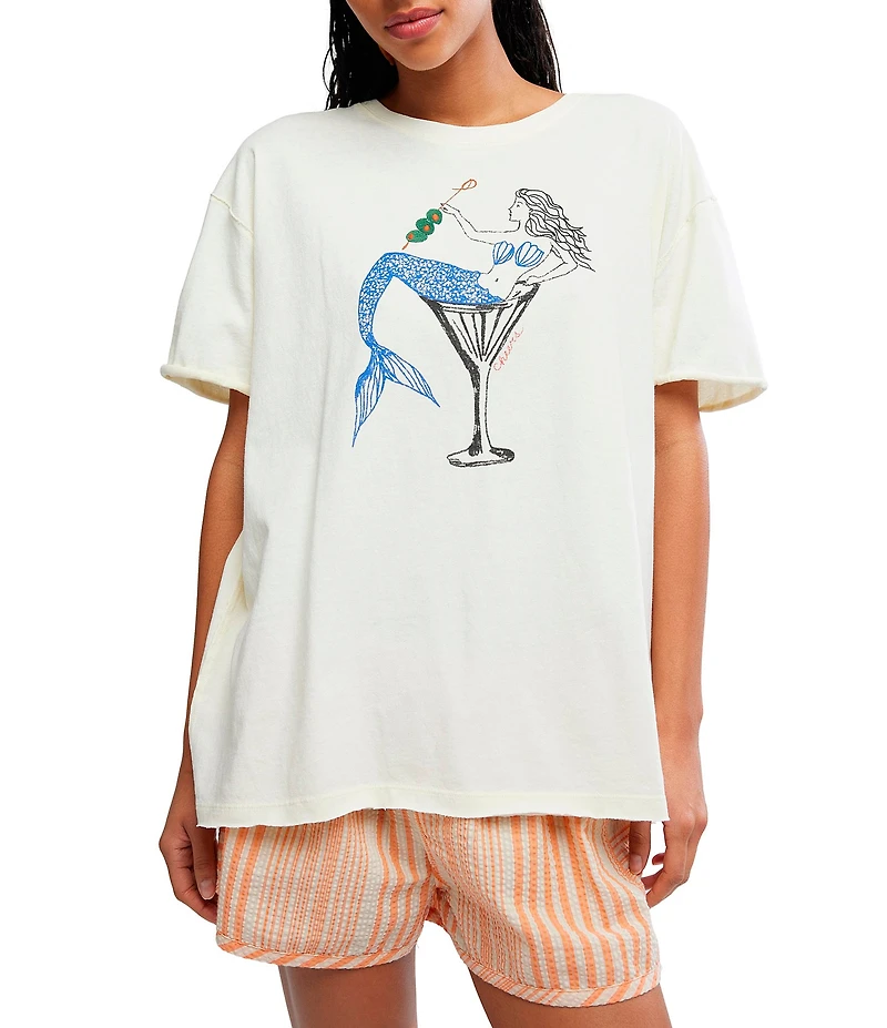 Free People We The Free Best Coast Mermaid Graphic Crew Neck Short Sleeve Tee