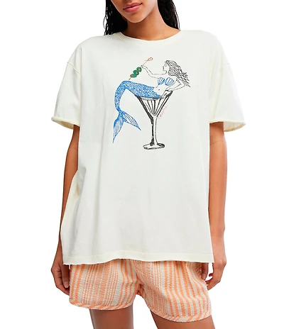 Free People We The Free Best Coast Mermaid Graphic Crew Neck Short Sleeve Tee