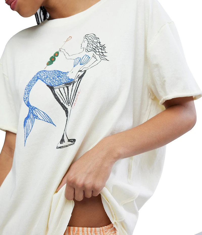 Free People We The Free Best Coast Mermaid Graphic Crew Neck Short Sleeve Tee