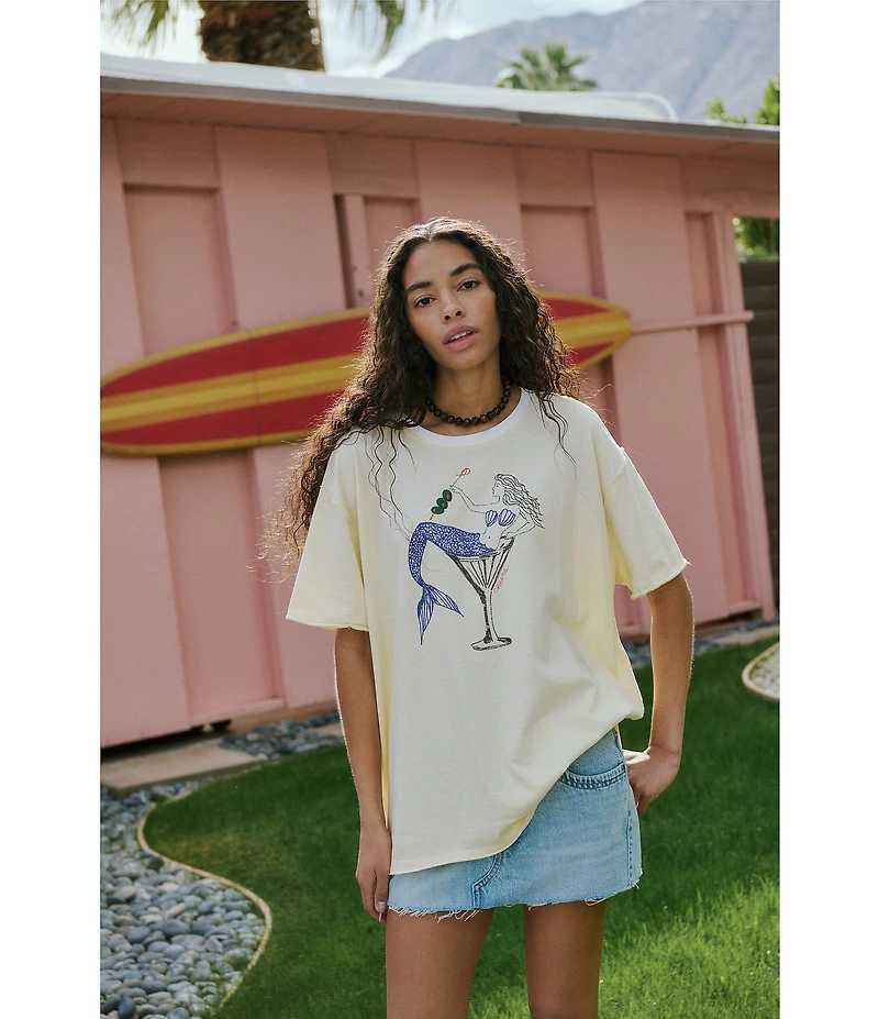 Free People We The Free Best Coast Mermaid Graphic Crew Neck Short Sleeve Tee