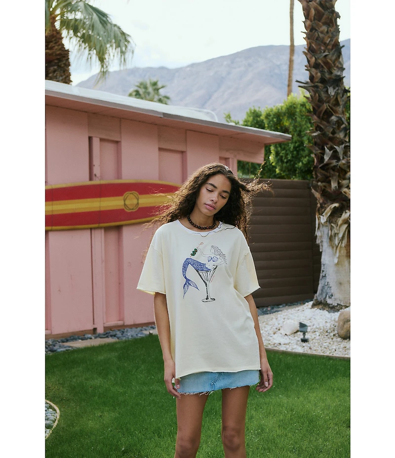 Free People We The Free Best Coast Mermaid Graphic Crew Neck Short Sleeve Tee