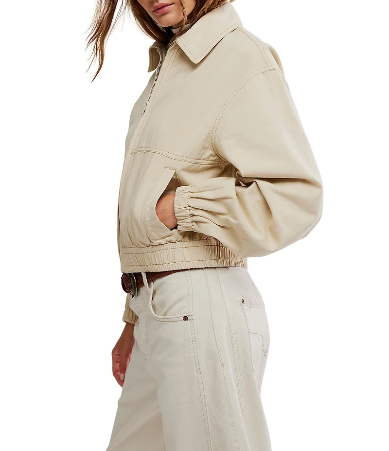 Free People We The Free Birdie Collared Long Sleeve Bomber Jacket