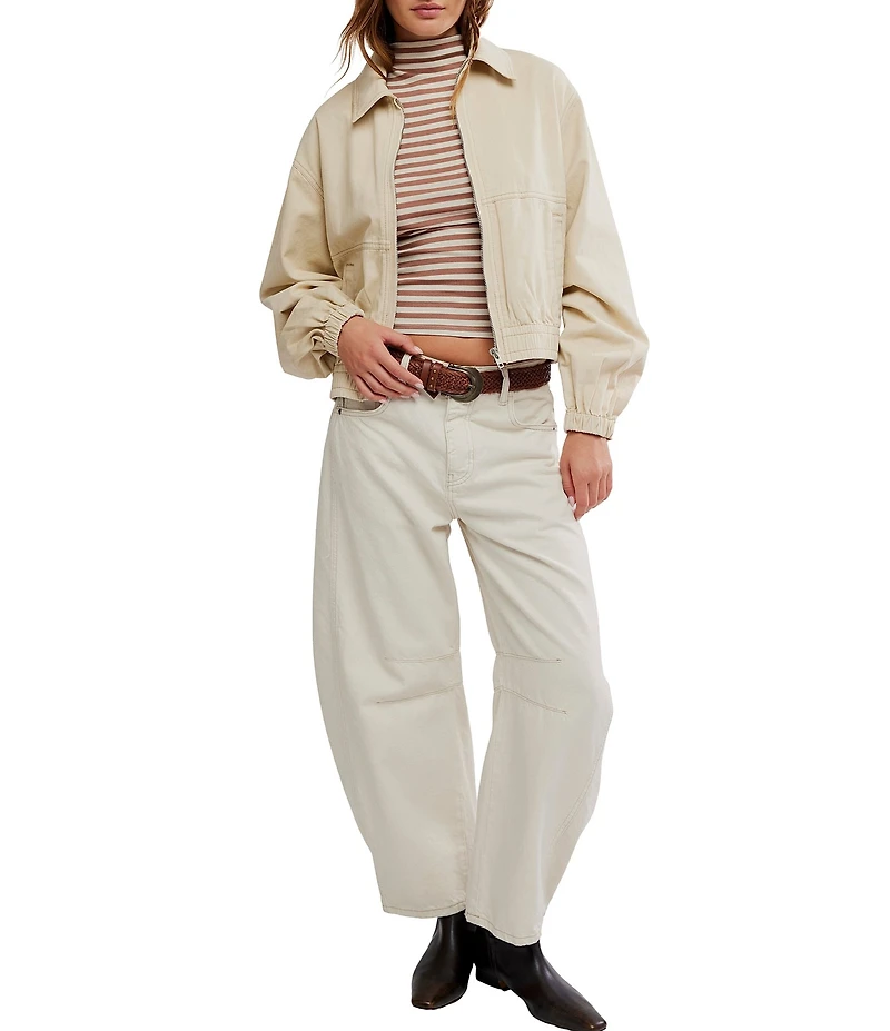 Free People We The Free Birdie Collared Long Sleeve Bomber Jacket