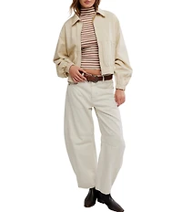 Free People We The Free Birdie Collared Long Sleeve Bomber Jacket