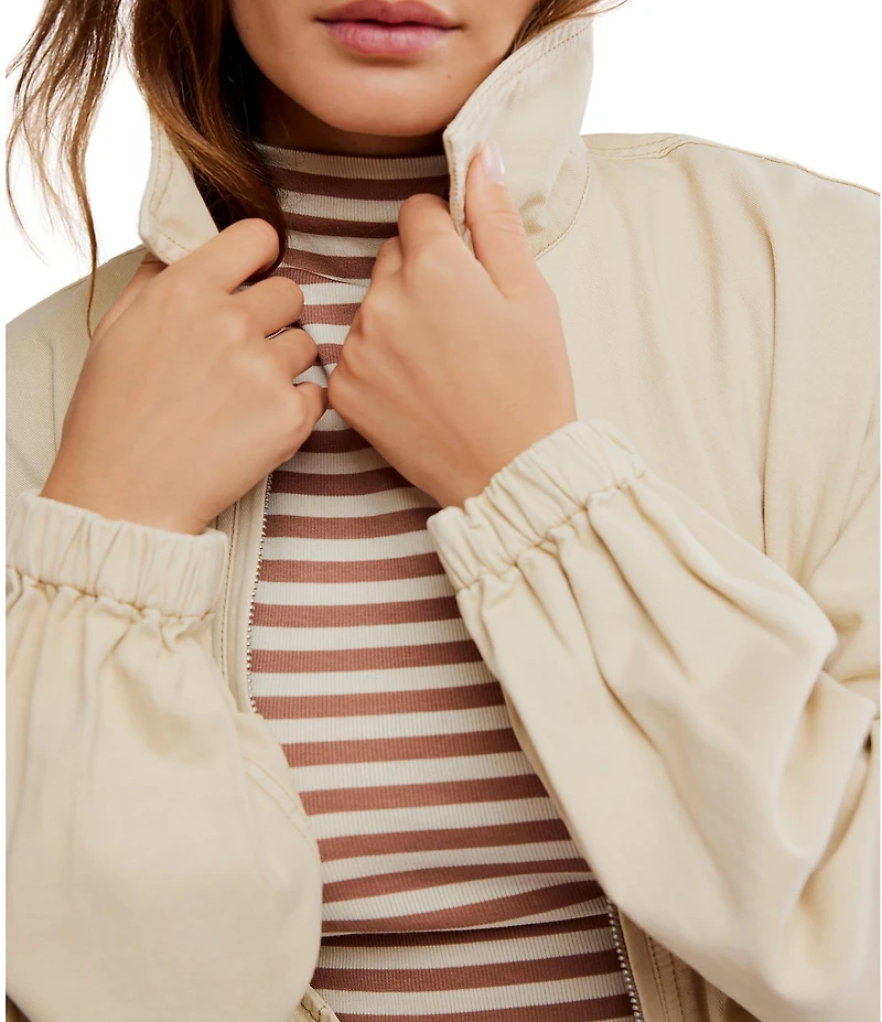 Free People We The Free Birdie Collared Long Sleeve Bomber Jacket