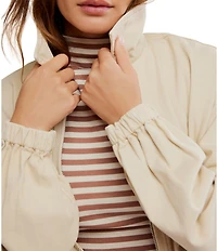 Free People We The Free Birdie Collared Long Sleeve Bomber Jacket